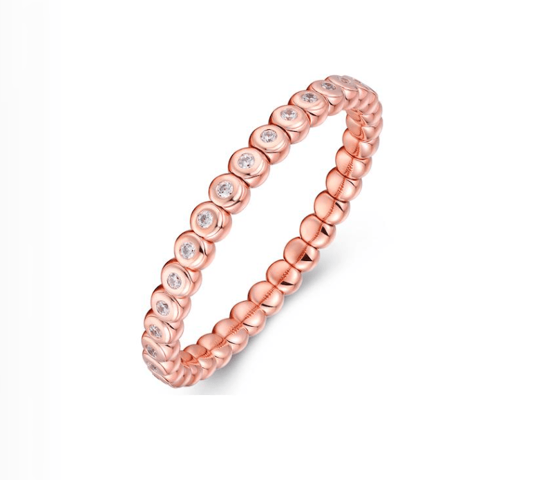 Bracelets XS:  45mm / Rose Gold / 1 18K Gold Over Ceramic and Diamond Bezel Stretch Tennis Bracelet