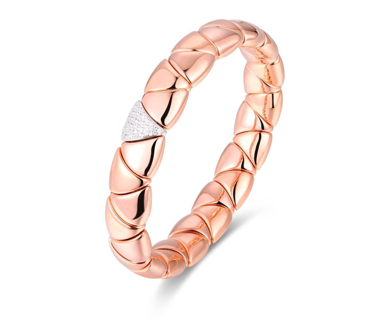 Bracelets XS:  45mm / Rose Gold / 1 18K Gold Over Ceramic and Diamond Triangle Stretch Bracelet