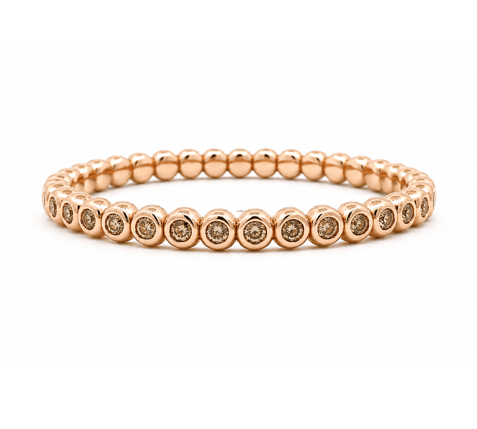 Bracelets XS:  45mm / Rose Gold 18K Gold And Desert Diamond Bezel Set Stretch Bracelet