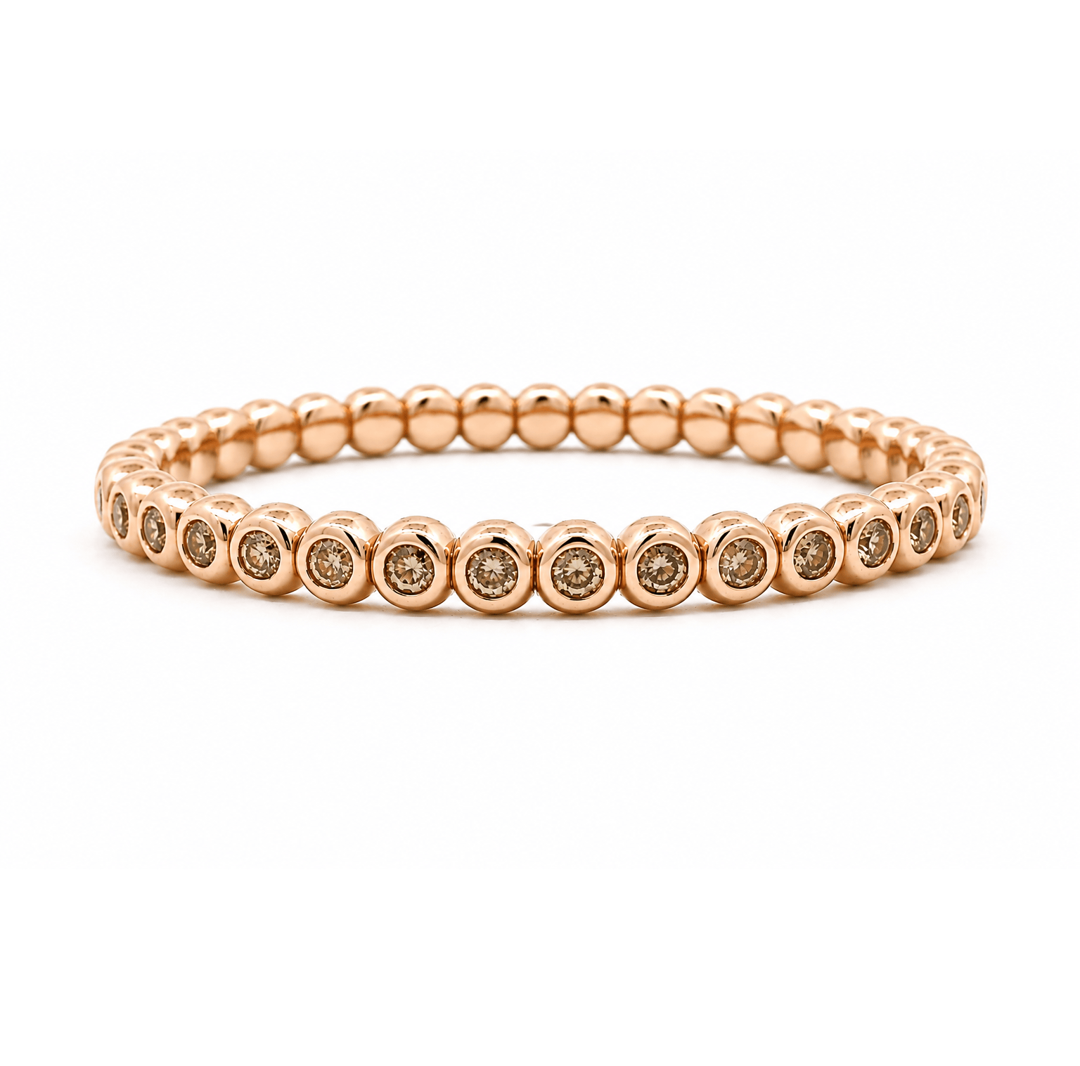 Bracelets XS:  45mm / Rose Gold 18K Gold And Desert Diamond Bezel Set Stretch Bracelet