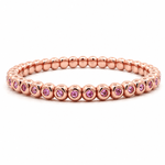 Bracelets XS:  45mm / Rose Gold 18K Gold And Pink Sapphire Bezel Set Stretch Tennis Bracelet