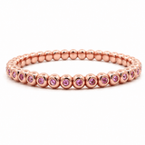 Bracelets XS:  45mm / Rose Gold 18K Gold And Pink Sapphire Bezel Set Stretch Tennis Bracelet