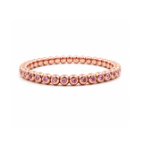 Bracelets XS:  45mm / Rose Gold 18K Gold And Pink Sapphire Bezel Set Stretch Tennis Bracelet