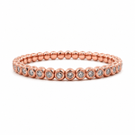 Bracelets XS:  45mm / Rose Gold 18K Gold And White Diamond Bezel Set Stretch Bracelet