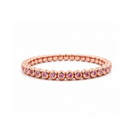 Bracelets XS:  45mm / Rose Gold 18K Gold Over Ceramic and Pink Sapphire Bezel Stretch Tennis Bracelet