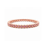 Bracelets XS:  45mm / Rose Gold 18K Gold Over Ceramic and Pink Sapphire Bezel Stretch Tennis Bracelet