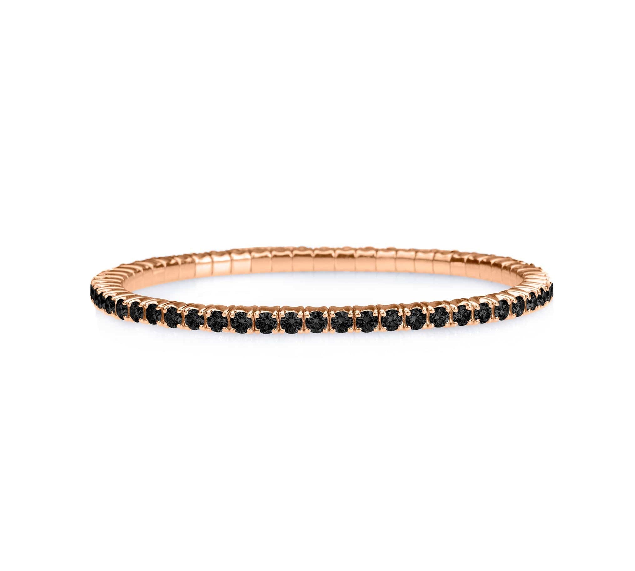 Bracelets XS:  45mm / Rose Gold / 2.07-2.79 Carats Diamonds TW 18K Stretch & Stack Black Round Diamond Tennis Bracelet, 2.5-6.6 Carats