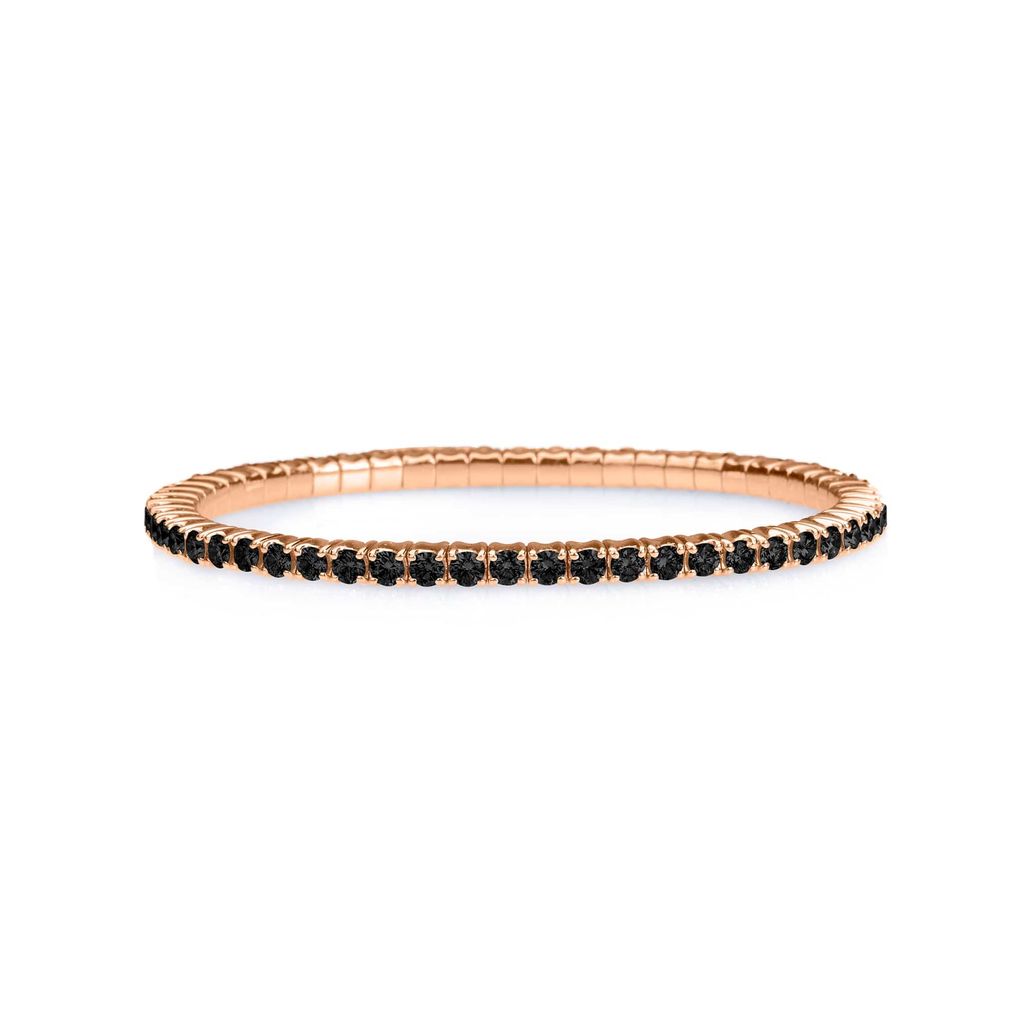 Bracelets XS:  45mm / Rose Gold / 2.07-2.79 Carats Diamonds TW 18K Stretch & Stack Black Round Diamond Tennis Bracelet, 2.5-6.6 Carats