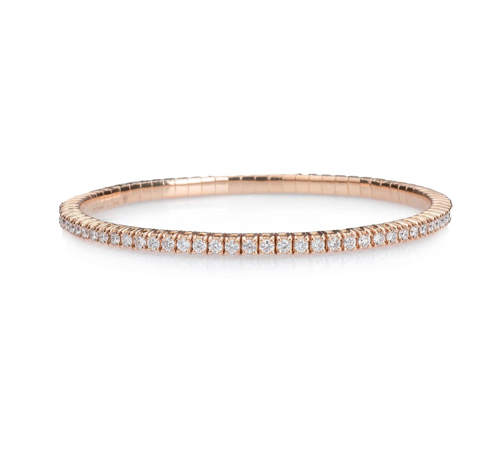 Bracelets XS:  45mm / Rose Gold / 2.07-2.79 Carats Diamonds TW Stretch & Stack Round Diamond Mini Tennis Bracelet, 2.5 Carats, Lab Grown