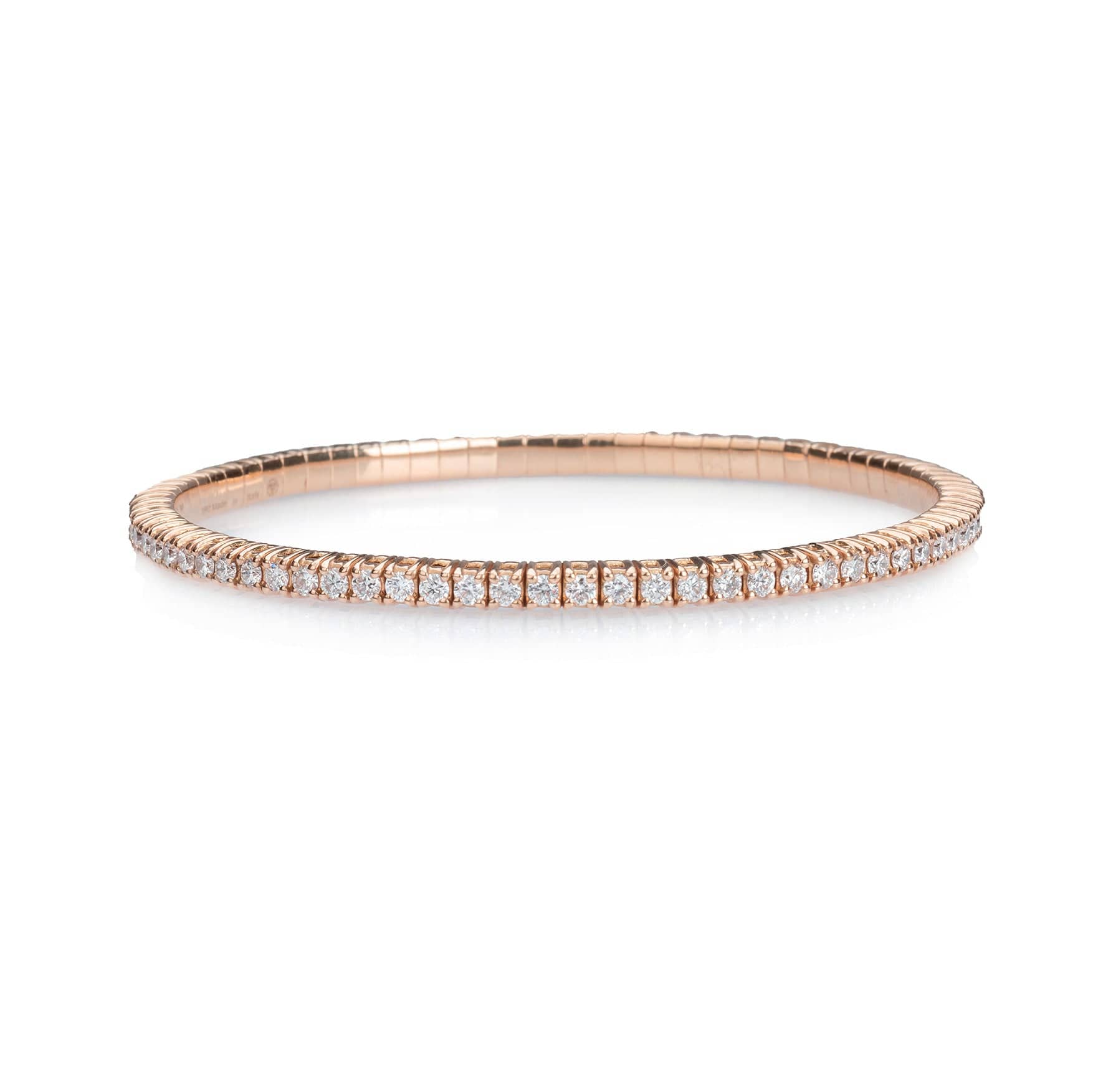 Bracelets XS:  45mm / Rose Gold / 2.07-2.79 Carats Diamonds TW Stretch & Stack Round Diamond Mini Tennis Bracelet, 2.5 Carats, Lab Grown