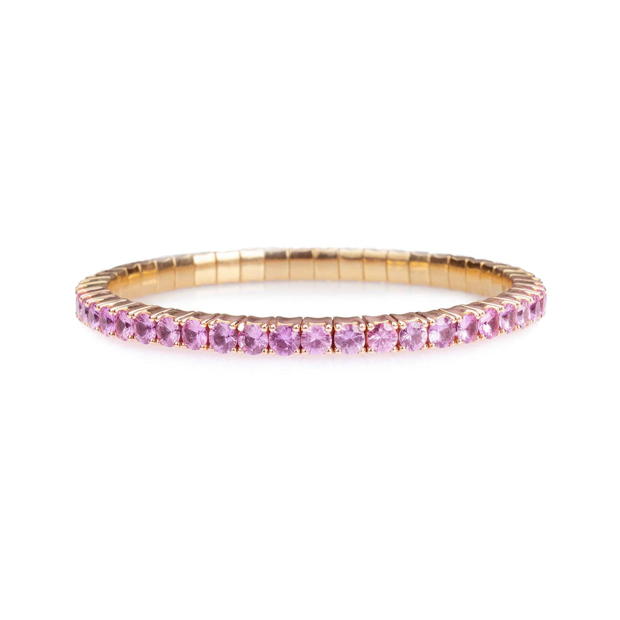 Bracelets XS:  45mm / Rose Gold / 2.25-2.94 Carats Pink Sapphires TW 18K Gold Stretch & Stack Pink Sapphire Bracelet, 2.25-8.58 Carats