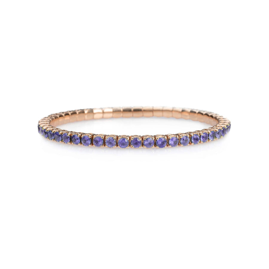 Bracelets XS:  45mm / Rose Gold / 2.25-2.94 Carats Purple Sapphires TW 18K Gold Stretch & Stack Purple Sapphire Bracelet, 2.25-8.58 Carats