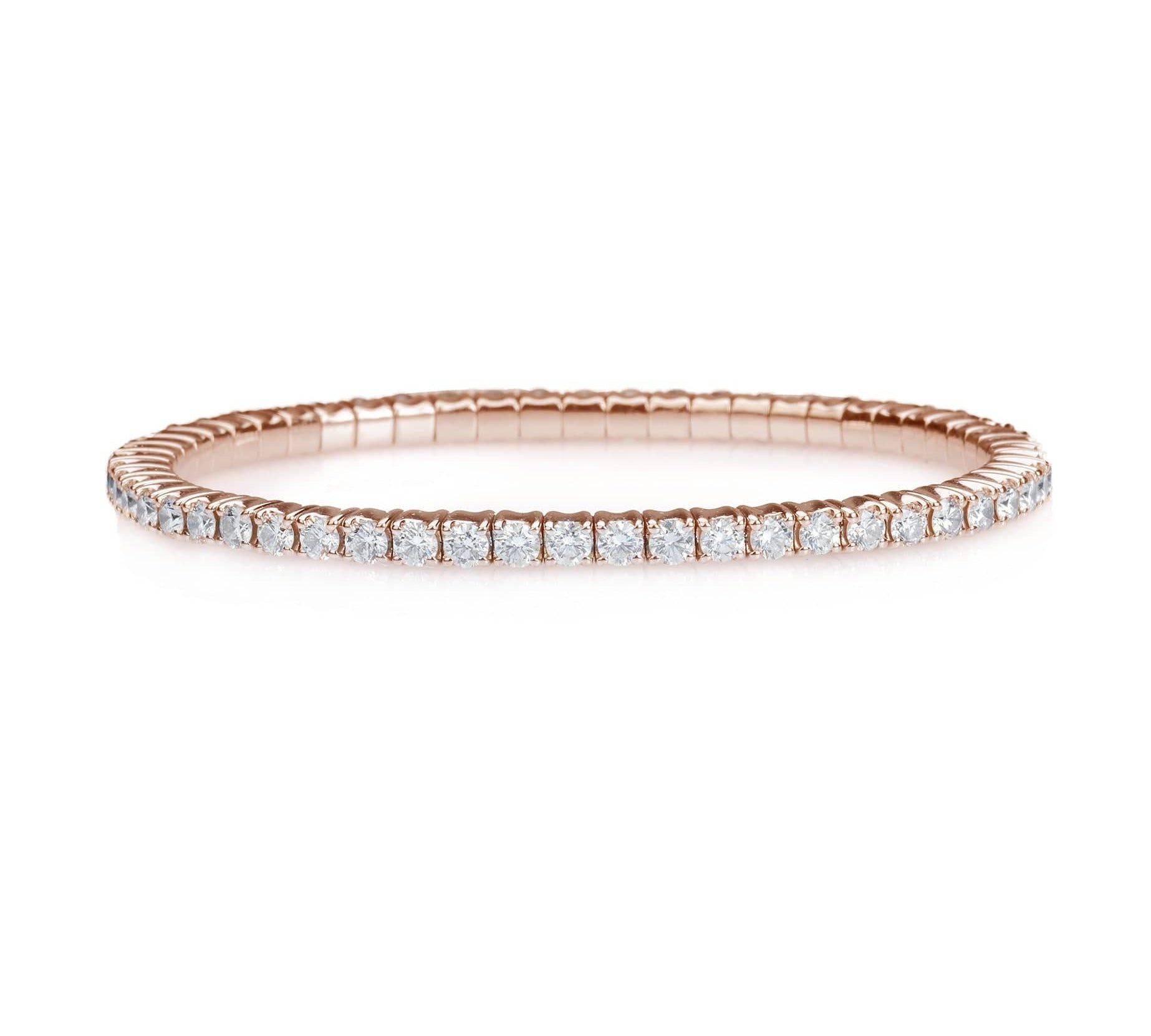 Bracelets XS:  45mm / Rose Gold / 3.05-3.95 Carats Diamonds TW Stretch & Stack Round Diamond Tennis Bracelet, 4.5 Carats, Lab Grown