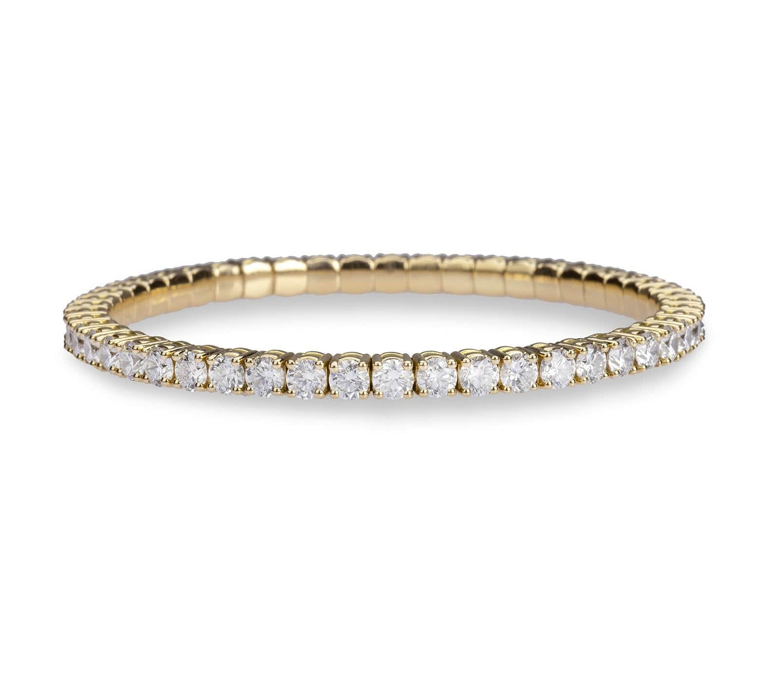 Bracelets XS:  45mm / Rose Gold / 6.75-8.55 Carats Diamonds TW 18K Gold Stretch & Stack Round Diamond Tennis Bracelet, 8.0 Carats, Lab Grown