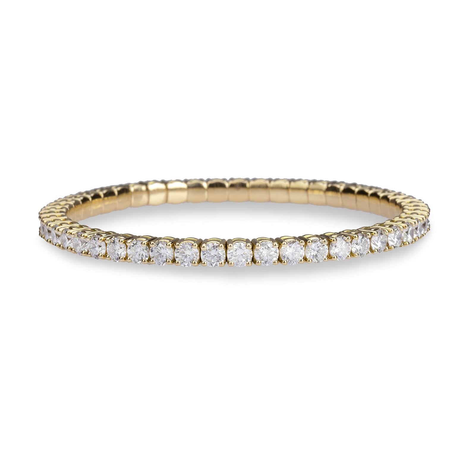 Bracelets XS:  45mm / Rose Gold / 6.75-8.55 Carats Diamonds TW 18K Gold Stretch & Stack Round Diamond Tennis Bracelet, 8.0 Carats, Lab Grown