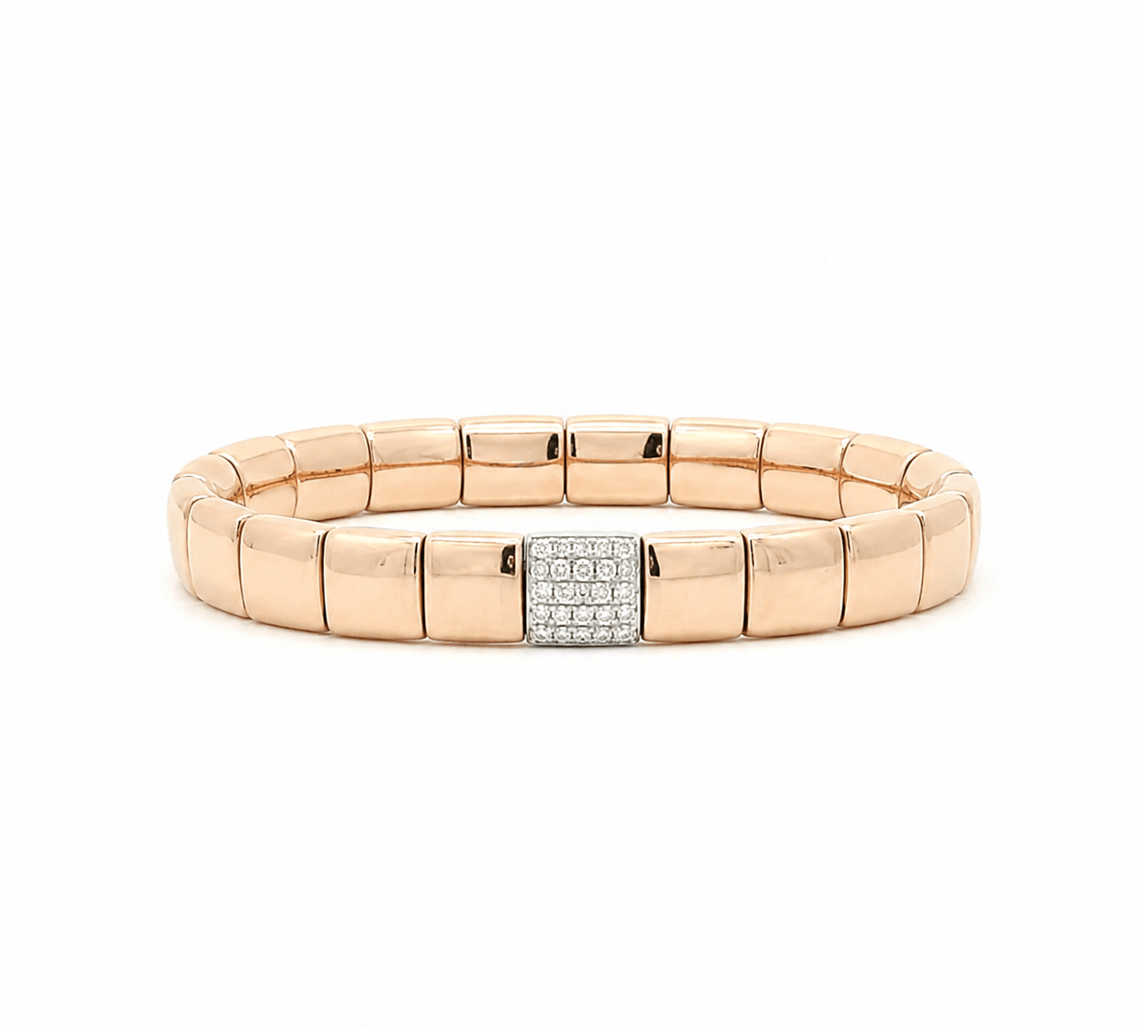 Bracelets XS:  45mm / Rose Gold / 7 Carats Natural MIned Diamonds TW 18K Gold And Pave Diamond Milano Stretch Bracelet