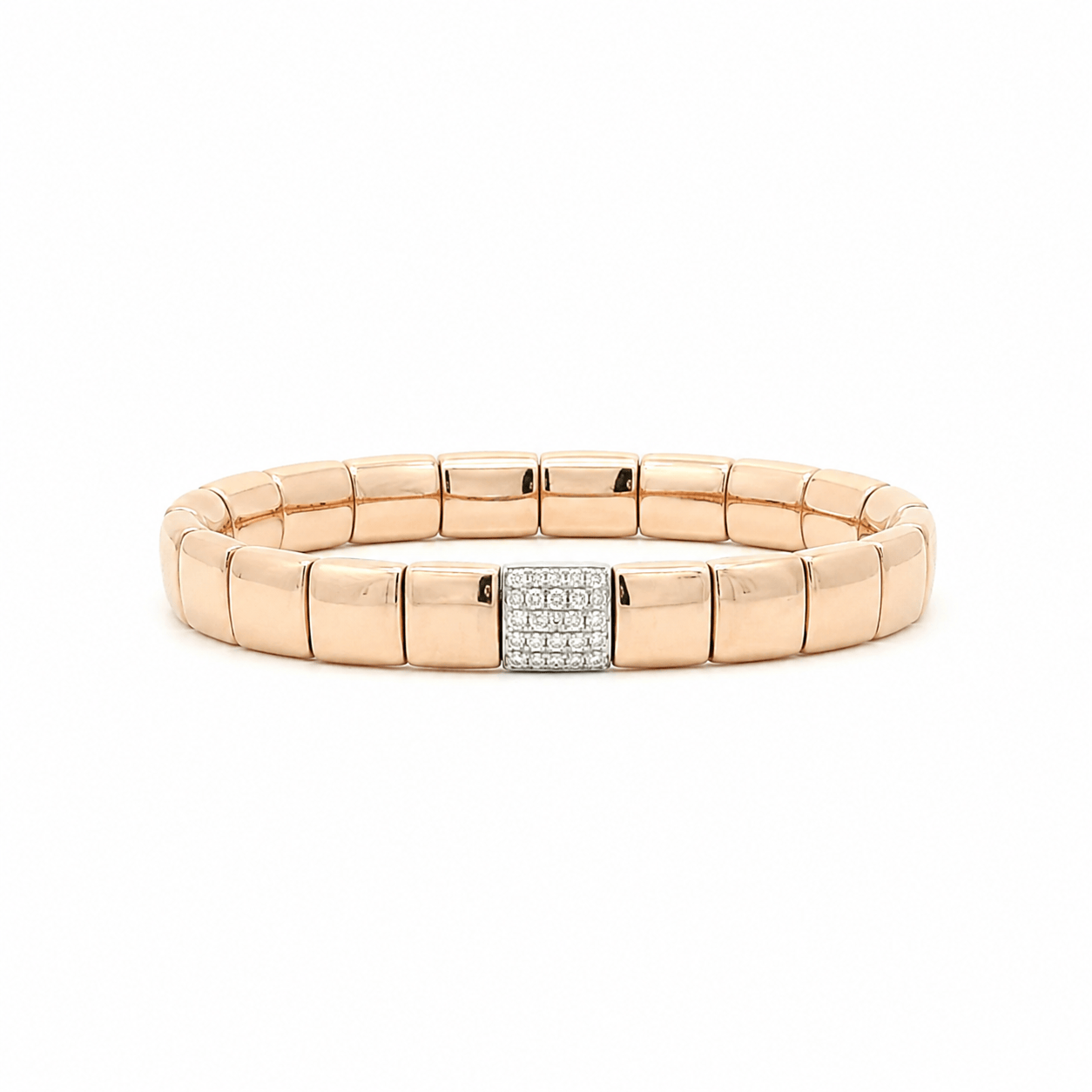 Bracelets XS:  45mm / Rose Gold / 7 Carats Natural MIned Diamonds TW 18K Gold And Pave Diamond Milano Stretch Bracelet