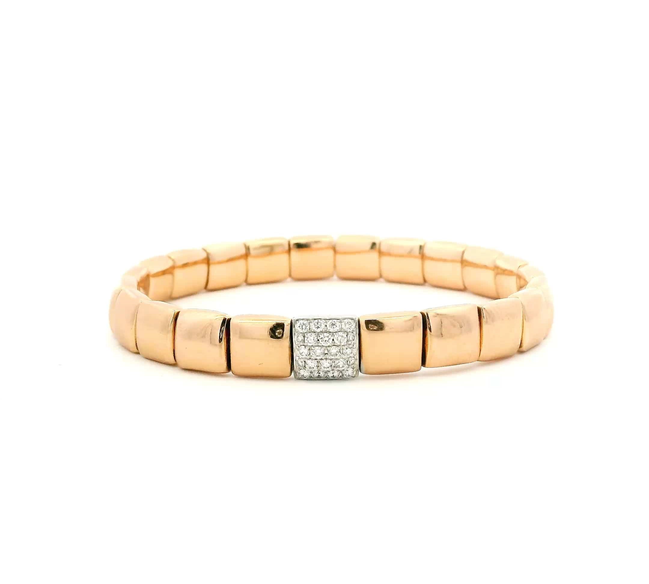 Bracelets XS:  45mm / Rose Gold / 7 Carats Natural MIned Diamonds TW 18K Gold And Pave Diamond Milano Stretch Bracelet
