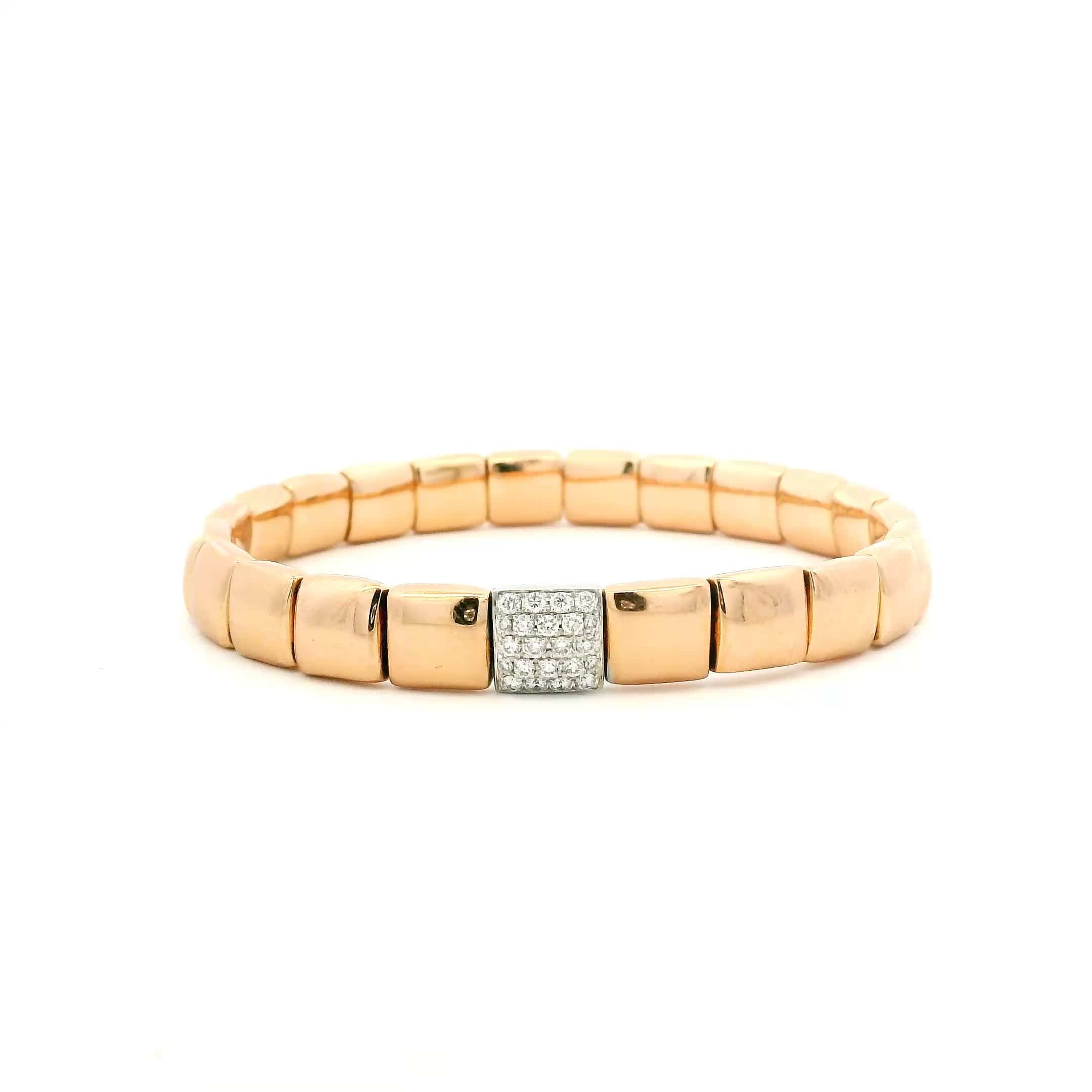 Bracelets XS:  45mm / Rose Gold / 7 Carats Natural MIned Diamonds TW 18K Gold And Pave Diamond Milano Stretch Bracelet