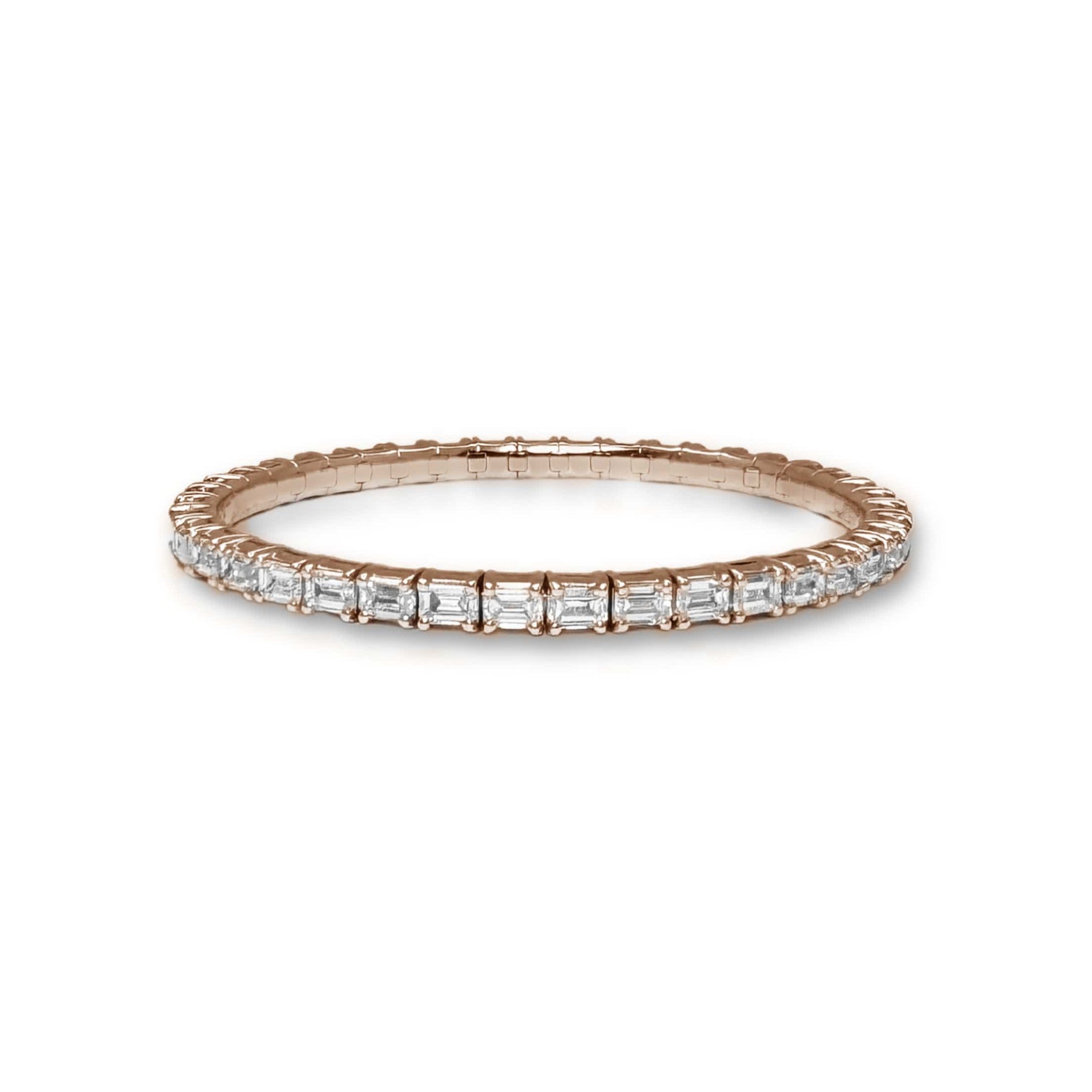 Bracelets XS:  45mm / Rose Gold / 8.2-10.6 Carats Emerald Cut Diamonds TW 18K Gold Stretch & Stack Emerald Cut  Diamond Tennis Bracelet, 8.0 Carats
