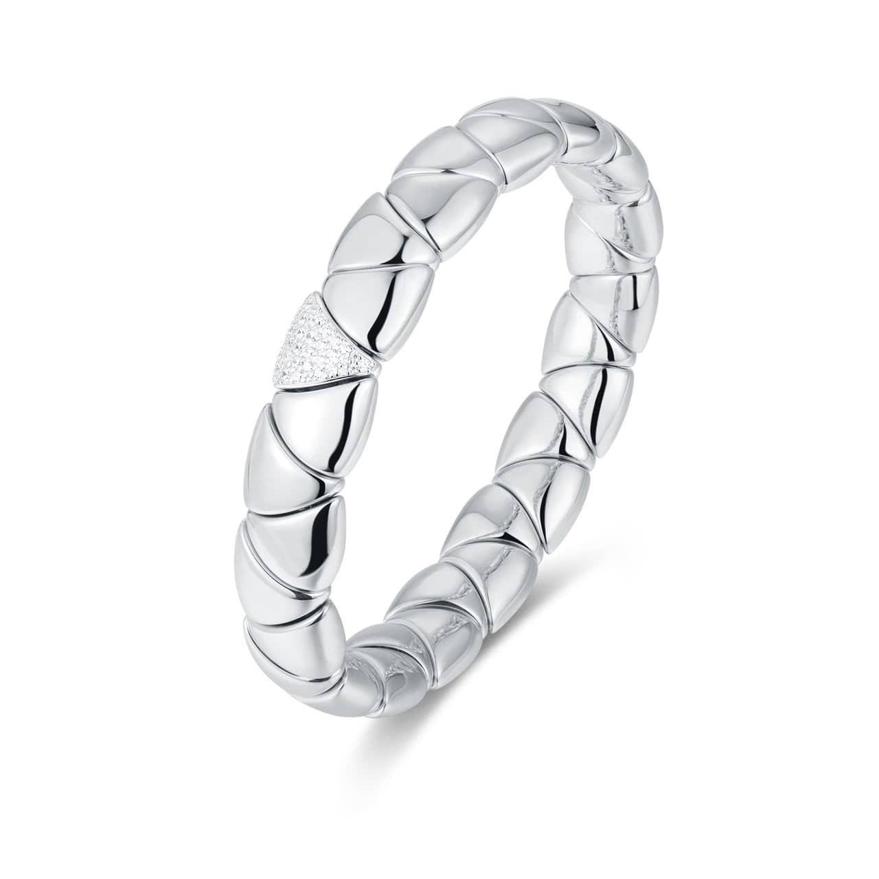 Bracelets XS:  45mm / White Gold / 1 18K Gold Over Ceramic and Diamond Triangle Stretch Bracelet