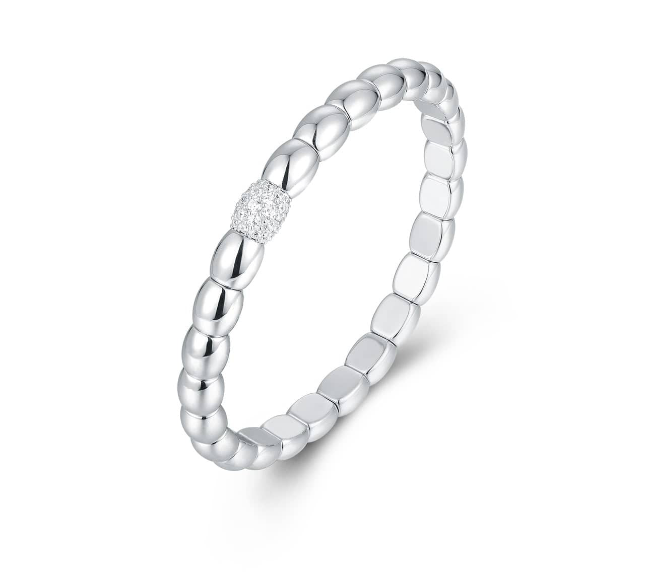 Bracelets XS:  45mm / White Gold / 1 Diamond Barrels 18K Gold Over Ceramic and Diamond Barrel Stretch Bracelet