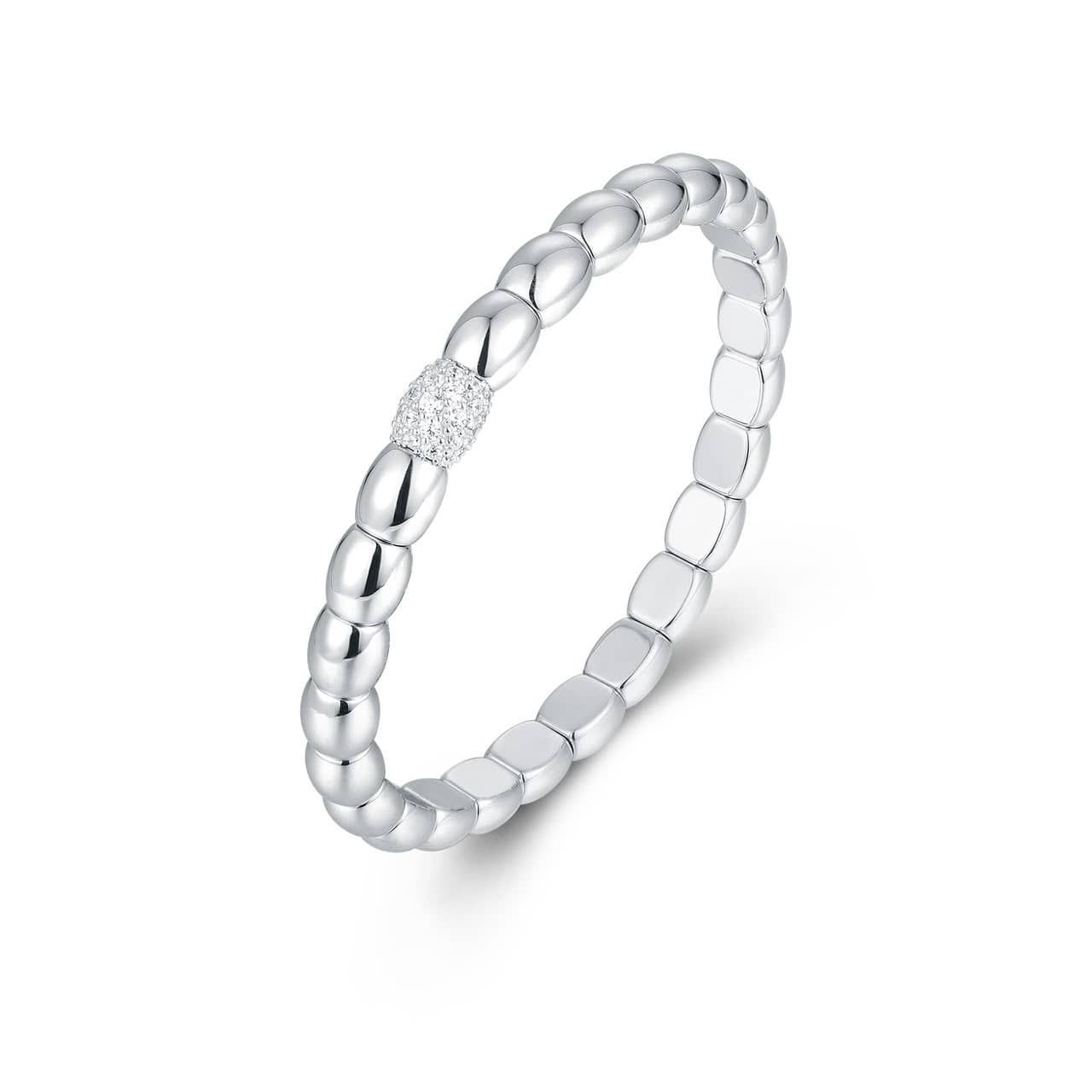 Bracelets XS:  45mm / White Gold / 1 Diamond Barrels 18K Gold Over Ceramic and Diamond Barrel Stretch Bracelet