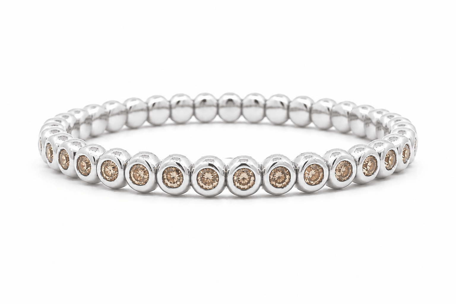 Bracelets XS:  45mm / White Gold 18K Gold And Desert Diamond Bezel Set Stretch Bracelet