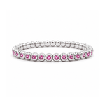 Bracelets XS:  45mm / White Gold 18K Gold And Pink Sapphire Bezel Set Stretch Tennis Bracelet