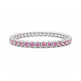 Bracelets XS:  45mm / White Gold 18K Gold And Pink Sapphire Bezel Set Stretch Tennis Bracelet