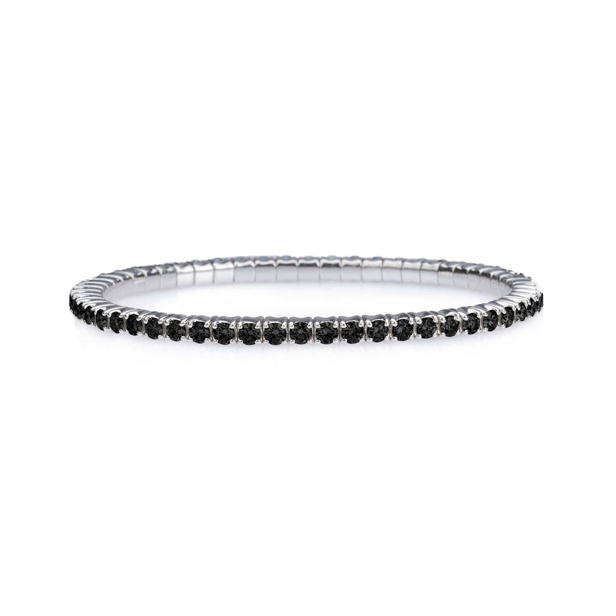 Bracelets XS:  45mm / White Gold / 2.07-2.79 Carats Diamonds TW 18K Stretch & Stack Black Round Diamond Tennis Bracelet, 2.5-6.6 Carats