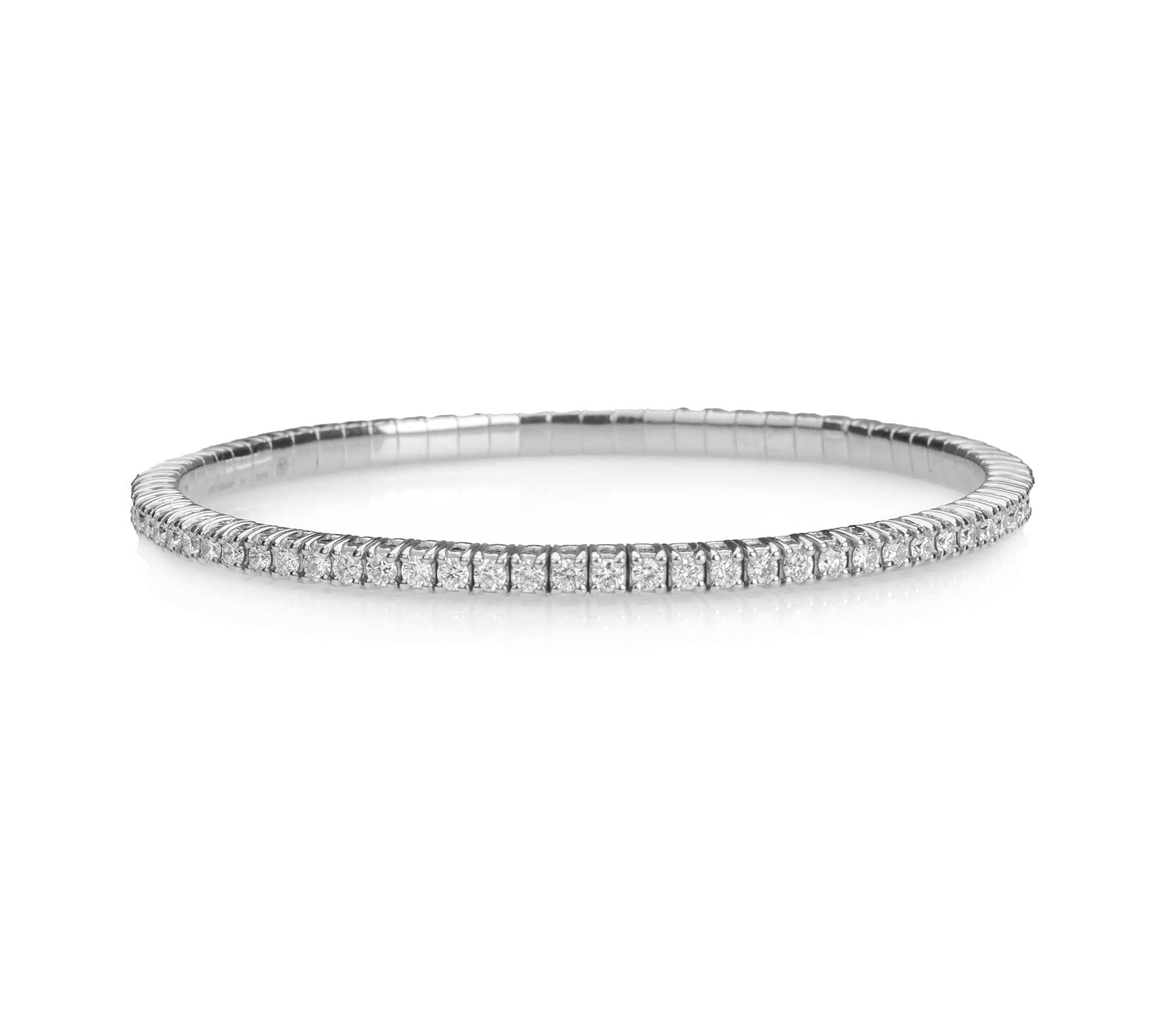 Bracelets XS:  45mm / White Gold / 2.07-2.79 Carats Diamonds TW Stretch & Stack Round Diamond Mini Tennis Bracelet, 2.5 Carats, Lab Grown