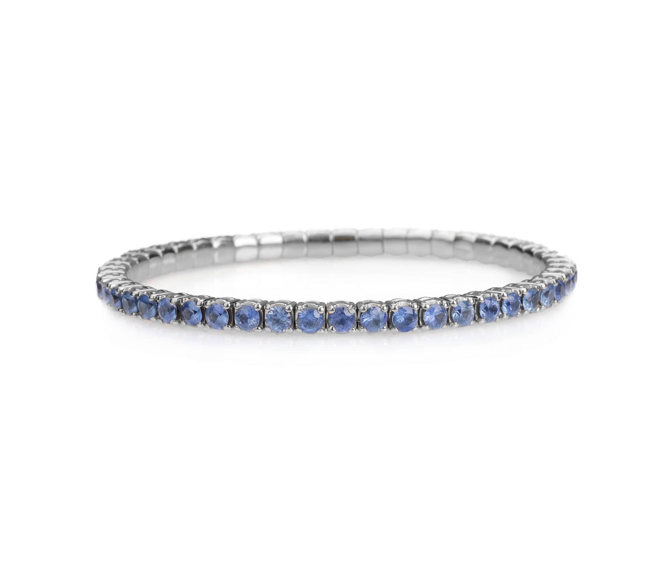 Bracelets XS:  45mm / White Gold / 2.25-2.94 Carats Blue Sapphire TW 18K Gold Stretch & Stack Sky Blue Sapphire Tennis Bracelet, 2.25-8.58 Carats