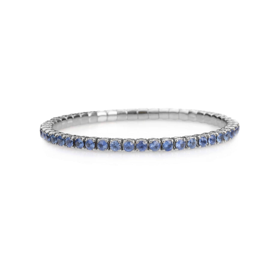 Bracelets XS:  45mm / White Gold / 2.25-2.94 Carats Blue Sapphire TW 18K Gold Stretch & Stack Sky Blue Sapphire Tennis Bracelet, 2.25-8.58 Carats