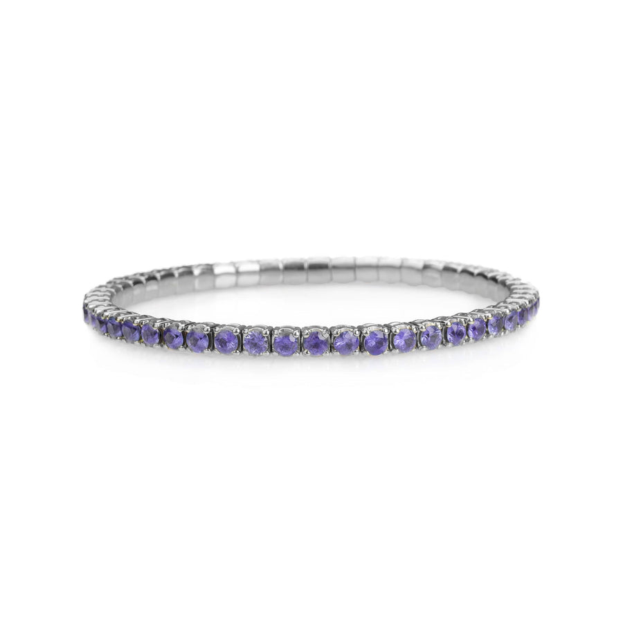 Bracelets XS:  45mm / White Gold / 2.25-2.94 Carats Purple Sapphires TW 18K Gold Stretch & Stack Purple Sapphire Bracelet, 2.25-8.58 Carats