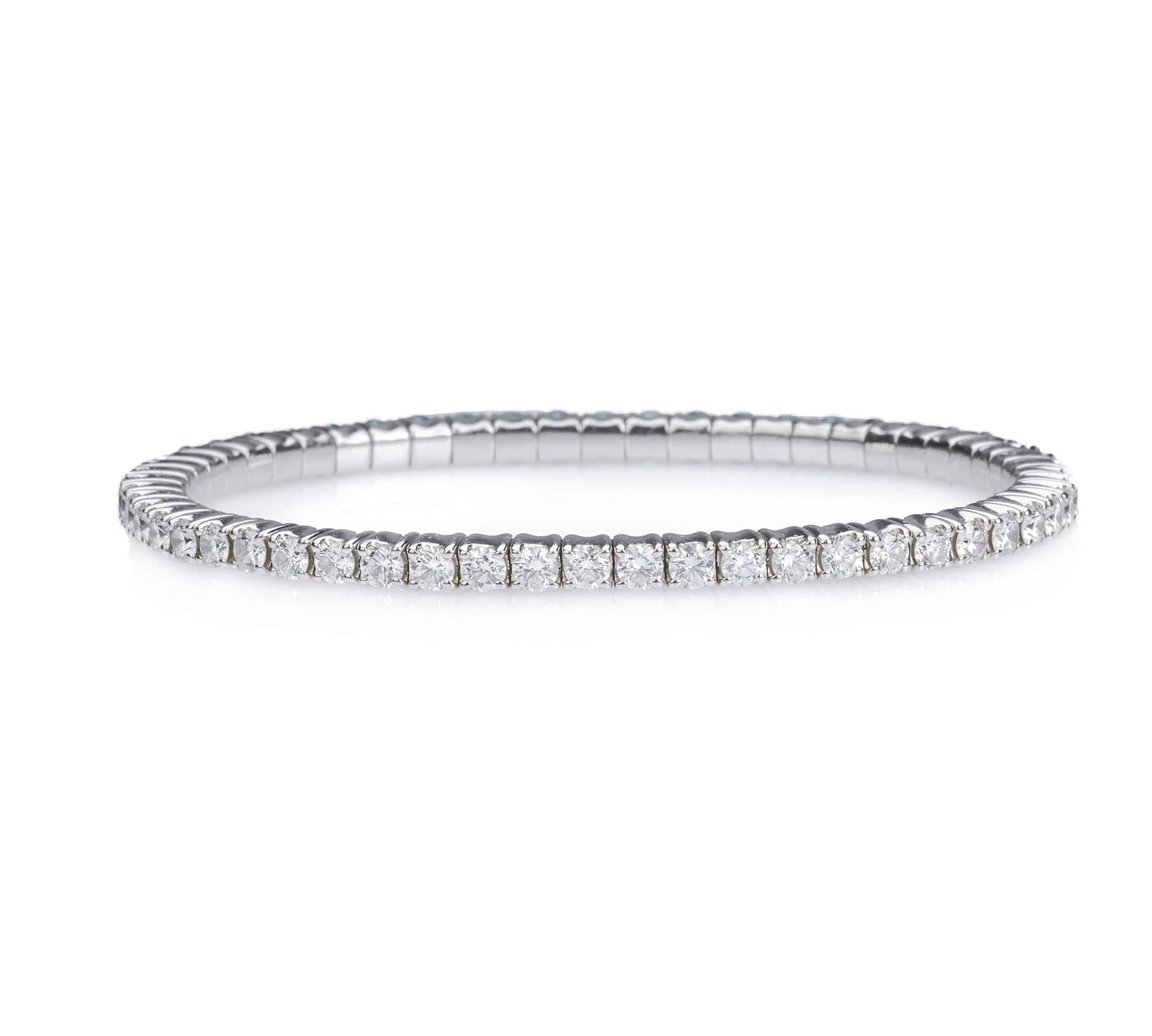 Bracelets XS:  45mm / White Gold / 3.05-3.95 Carats Diamonds TW Stretch & Stack Round Diamond Tennis Bracelet, 4.5 Carats, Lab Grown