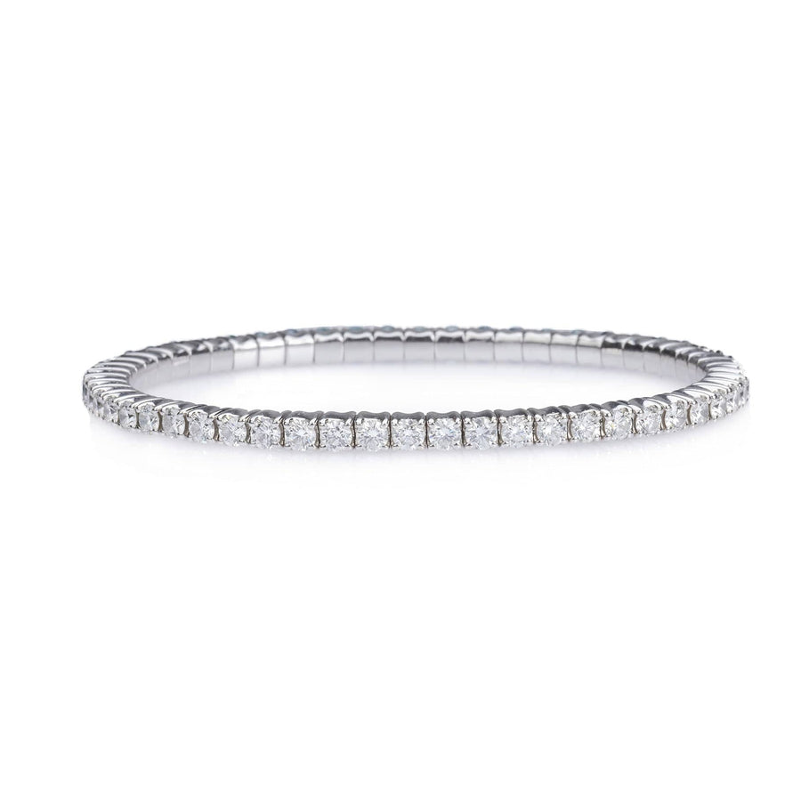 Bracelets XS:  45mm / White Gold / 3.05-3.95 Carats Diamonds TW Stretch & Stack Round Diamond Tennis Bracelet, 4.5 Carats, Lab Grown