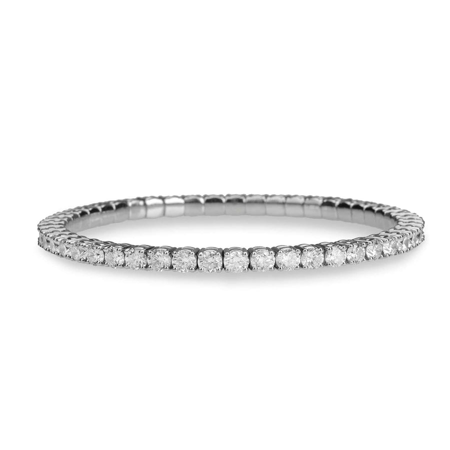 Bracelets XS:  45mm / White Gold / 5.20-6.6 Carats Diamonds TW 18K Stretch & Stack Round Diamond Tennis Bracelet, 6.0 Carats, Lab Grown