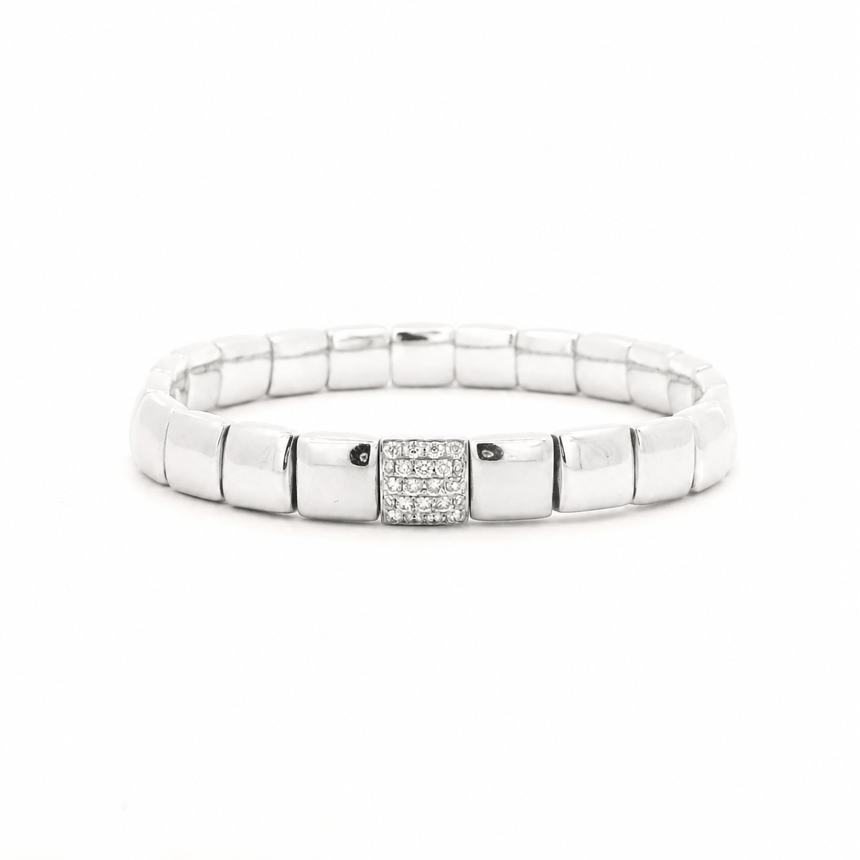 Bracelets XS:  45mm / White Gold / 7 Carats Natural MIned Diamonds TW 18K Gold And Pave Diamond Milano Stretch Bracelet