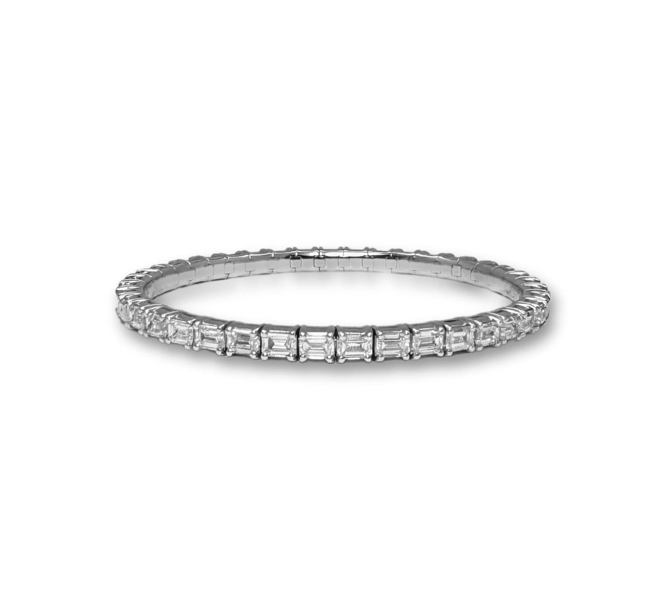 Bracelets XS:  45mm / White Gold / 8.2-10.6 Carats Emerald Cut Diamonds TW 18K Gold Stretch & Stack Emerald Cut  Diamond Tennis Bracelet, 8.0 Carats