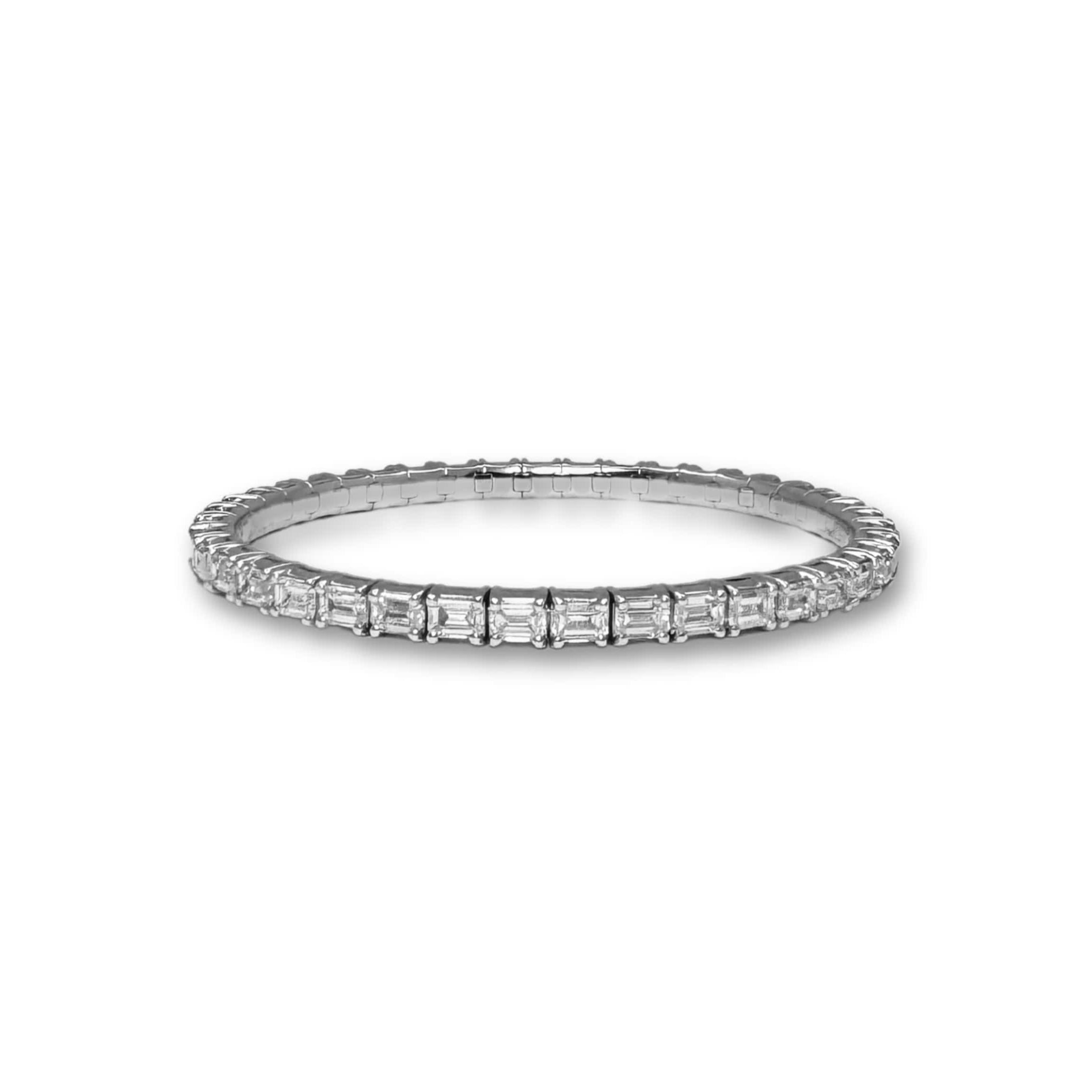 Bracelets XS:  45mm / White Gold / 8.2-10.6 Carats Emerald Cut Diamonds TW 18K Gold Stretch & Stack Emerald Cut  Diamond Tennis Bracelet, 8.0 Carats