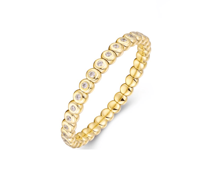 Bracelets XS:  45mm / Yellow Gold / 1 18K Gold Over Ceramic and Diamond Bezel Stretch Tennis Bracelet