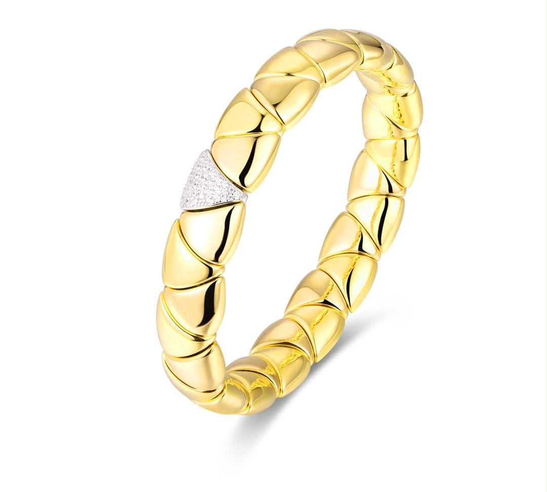 Bracelets XS:  45mm / Yellow Gold / 1 18K Gold Over Ceramic and Diamond Triangle Stretch Bracelet