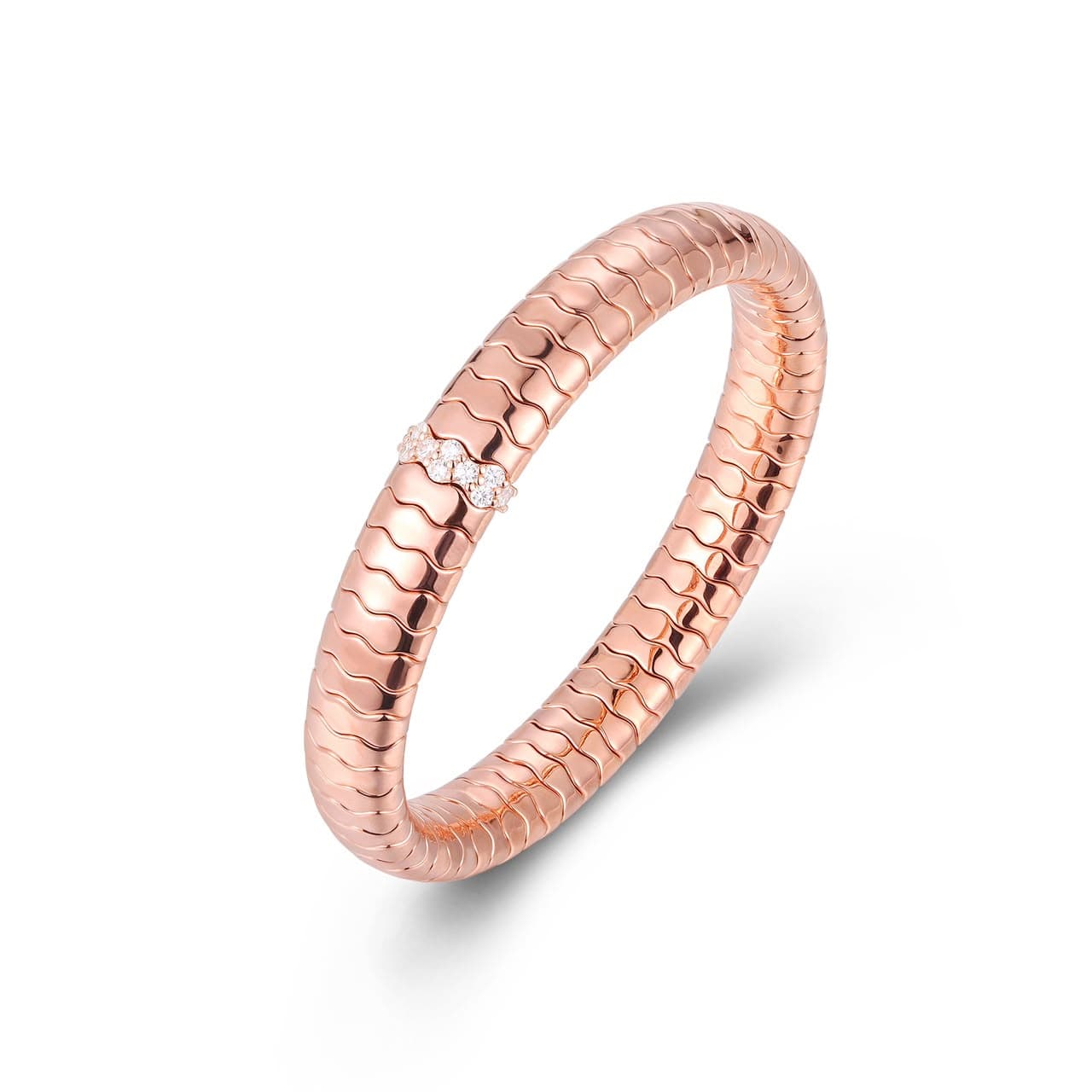Bracelets XS:  45mm / Yellow Gold / 1 18K Gold Over Ceramic and Diamond Wave Stretch Bracelet