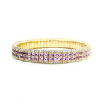 Bracelets XS:  45mm / Yellow Gold 14K Gold Stretch Double Pink Sapphire And Diamond Tennis Bracelet