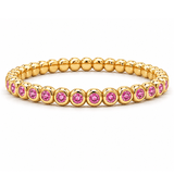 Bracelets XS:  45mm / Yellow Gold 18K Gold And Pink Sapphire Bezel Set Stretch Tennis Bracelet