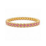 Bracelets XS:  45mm / Yellow Gold 18K Gold And Pink Sapphire Bezel Set Stretch Tennis Bracelet