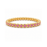 Bracelets XS:  45mm / Yellow Gold 18K Gold And Pink Sapphire Bezel Set Stretch Tennis Bracelet