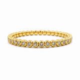 Bracelets XS:  45mm / Yellow Gold 18K Gold And White Diamond Bezel Set Stretch Bracelet