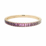 Bracelets XS:  45mm / Yellow Gold 18K Gold Stretch Emerald Cut Ombre Pink Sapphire Tennis Bracelet